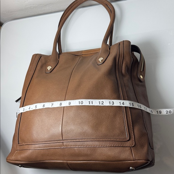 B. Makowsky camel leather triple entry large satchel tote - Picture 10 of 14